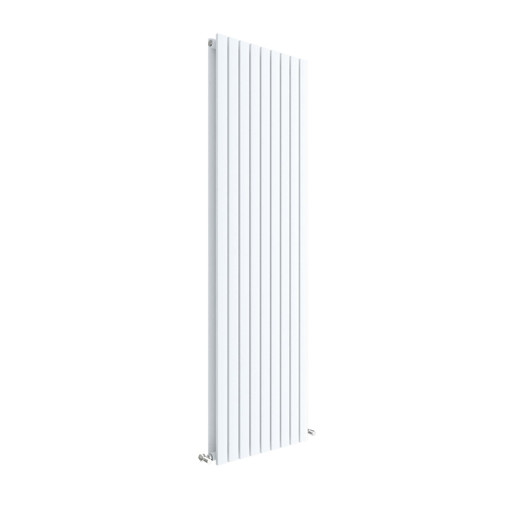 Nui Sloane Vertical Double Panel Radiator 1800 X 528 Contemporary Satin White Steel 1800x528x72mm - JJ Building Materials