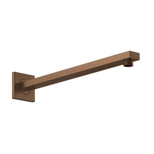 Nui Small Rectangular Shower Arm Contemporary Brushed Bronze Brass 62x62x410mm - JJ Building Materials