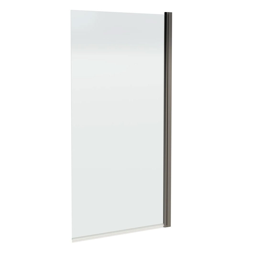 Nui Square Bath Screen - 6mm Contemporary Brushed Pewter Aluminium 1430x790x38mm - JJ Building Materials