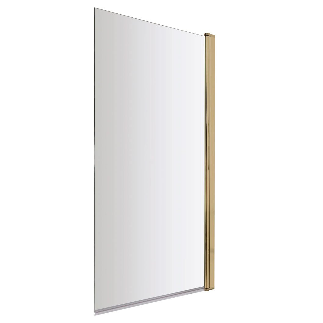 Nui Square Bath Screen Contemporary Brushed Brass Aluminium 1430x790x24mm - JJ Building Materials