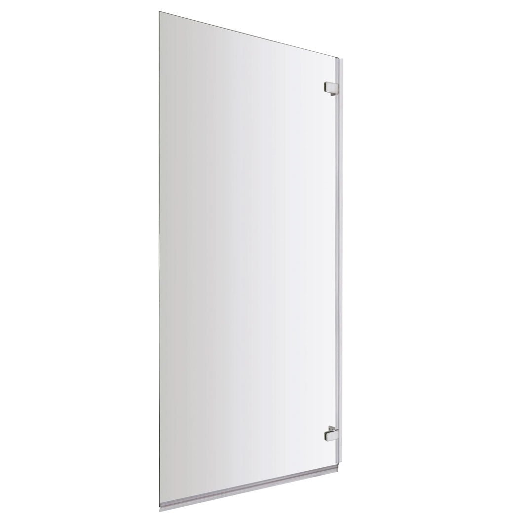 Nui Square Bath Screen Contemporary Chrome Aluminium 1410x782x38mm - JJ Building Materials
