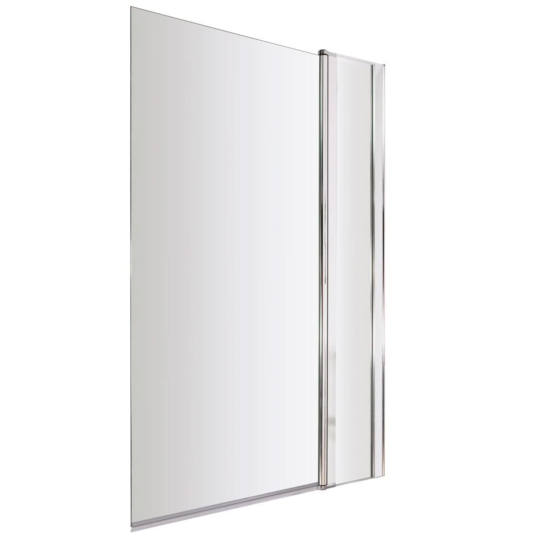 Nui Square Bath Screen With Fixed Panel Contemporary Chrome Aluminium 1433x998x24mm - JJ Building Materials