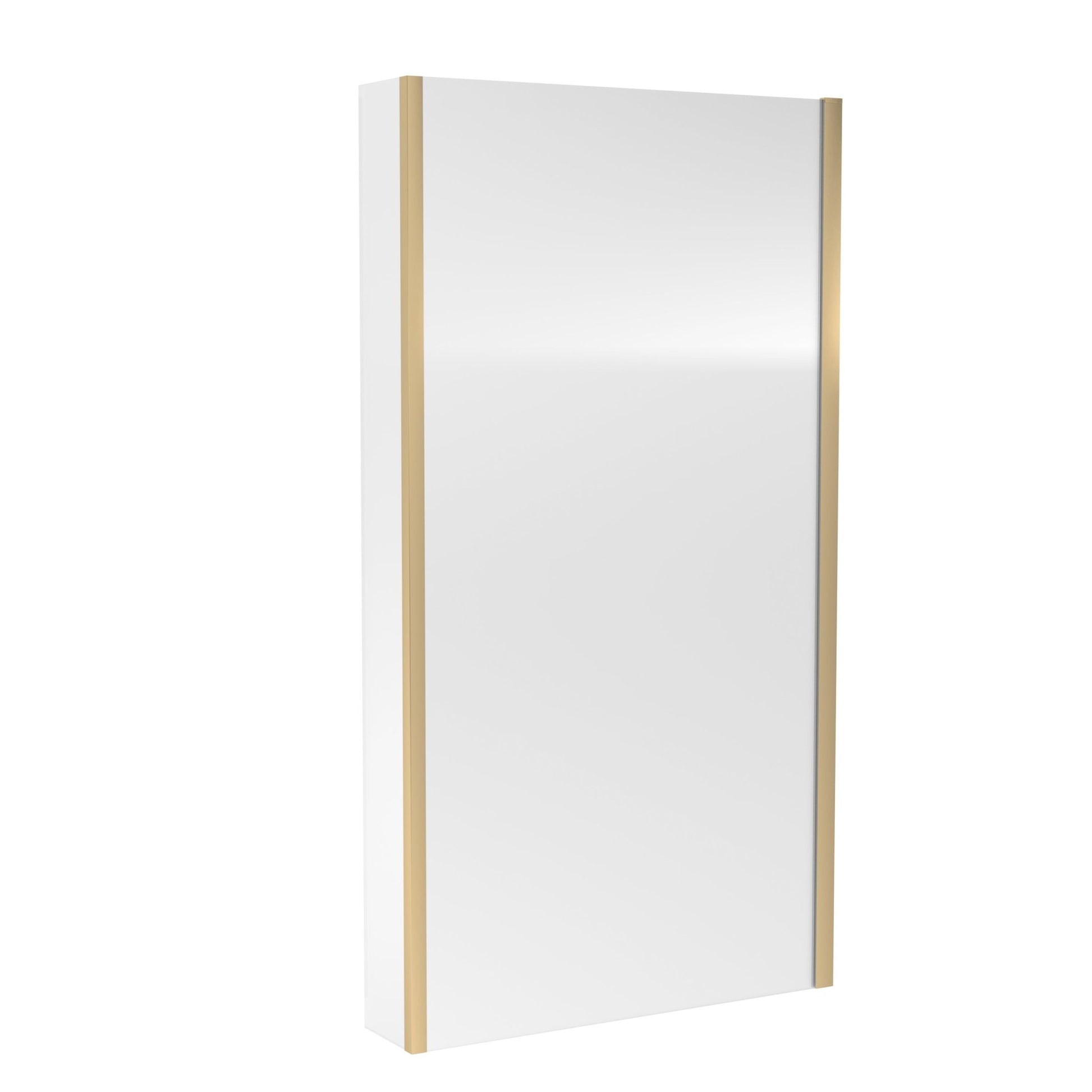 Nui Square Bath Screen With Fixed Return Contemporary Brushed Brass Aluminium 1400x815x38mm - JJ Building Materials