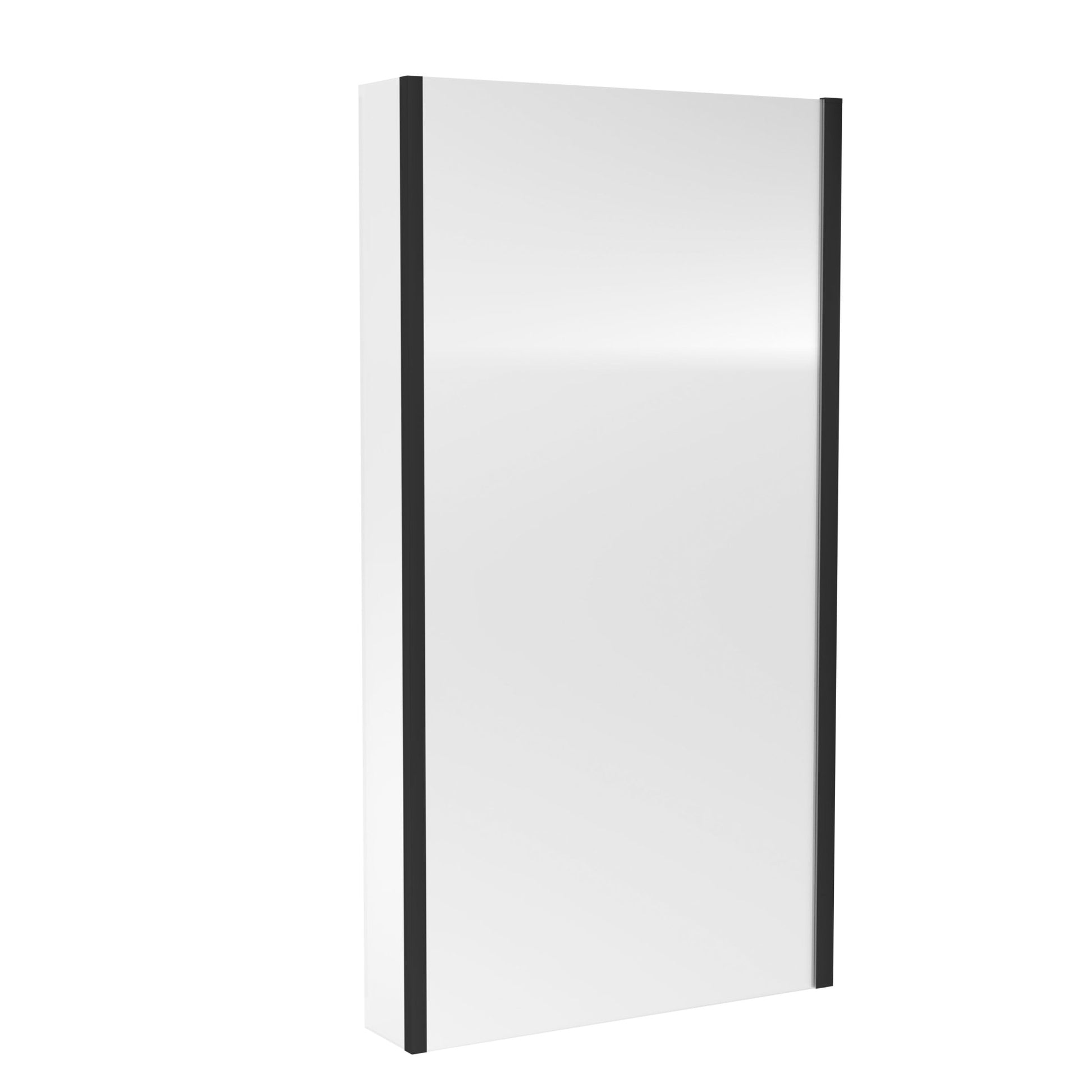 Nui Square Bath Screen With Fixed Return Contemporary Matt Black Aluminium 1400x815x38mm - JJ Building Materials