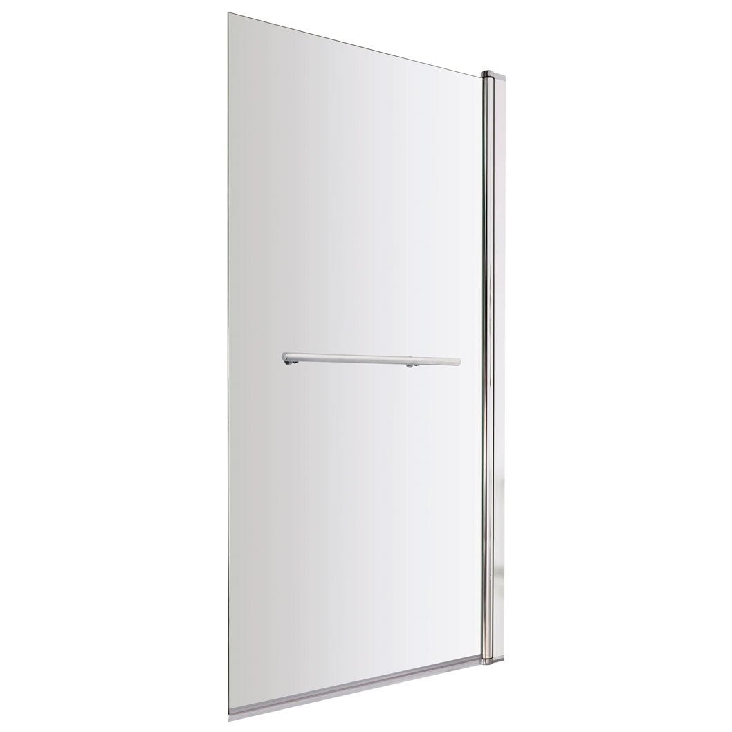 Nui Square Bath Screen With Rail Contemporary Chrome Aluminium 1430x790x24mm - JJ Building Materials