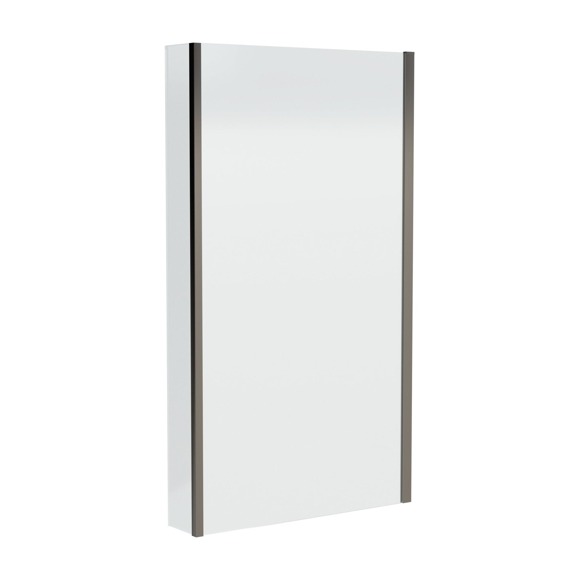 Nui Square Fixed Bath Screen With Fixed Return - 6mm Contemporary Brushed Pewter Aluminium 1400x815x38mm - JJ Building Materials