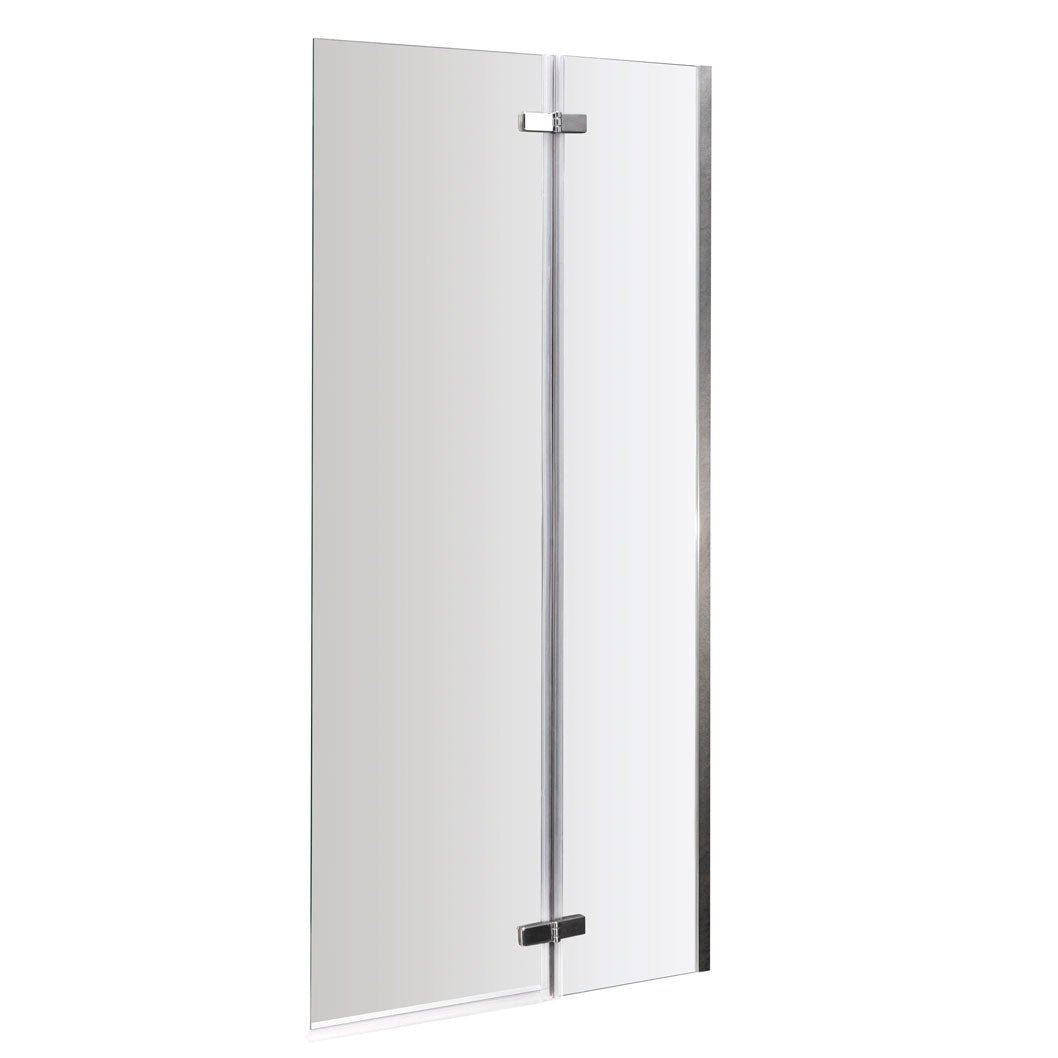 Nui Square Hinged Bath Screen Contemporary Chrome Aluminium 1400x750x38mm - JJ Building Materials