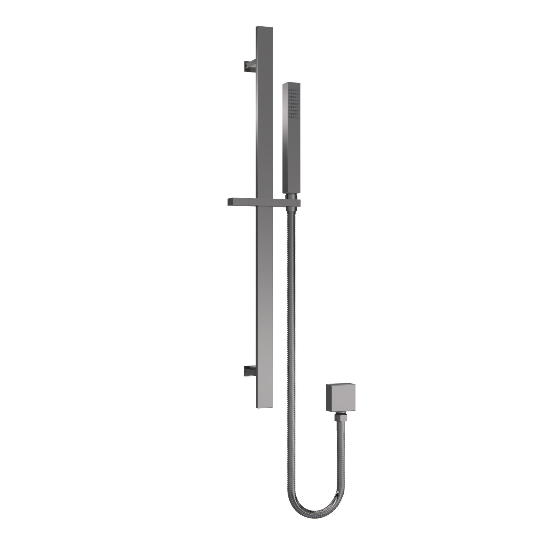 Nui Square Slider Rail Kit With Ebow Contemporary Brushed Pewter Brass 685x129x65mm - JJ Building Materials