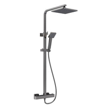 Nui Square Thermostatic Bar Valve & Shower Kit Contemporary Brushed Pewter Brass ABS 1200x261x465mm - JJ Building Materials