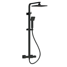 Nui Square Thermostatic Bar Valve & Shower Kit Contemporary Matt Black Brass ABS 1200x200x465mm - JJ Building Materials