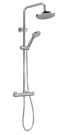 Nui Thermostatic Bar Shower With Kit Contemporary Chrome Brass ABS 1245x267x429mm - JJ Building Materials