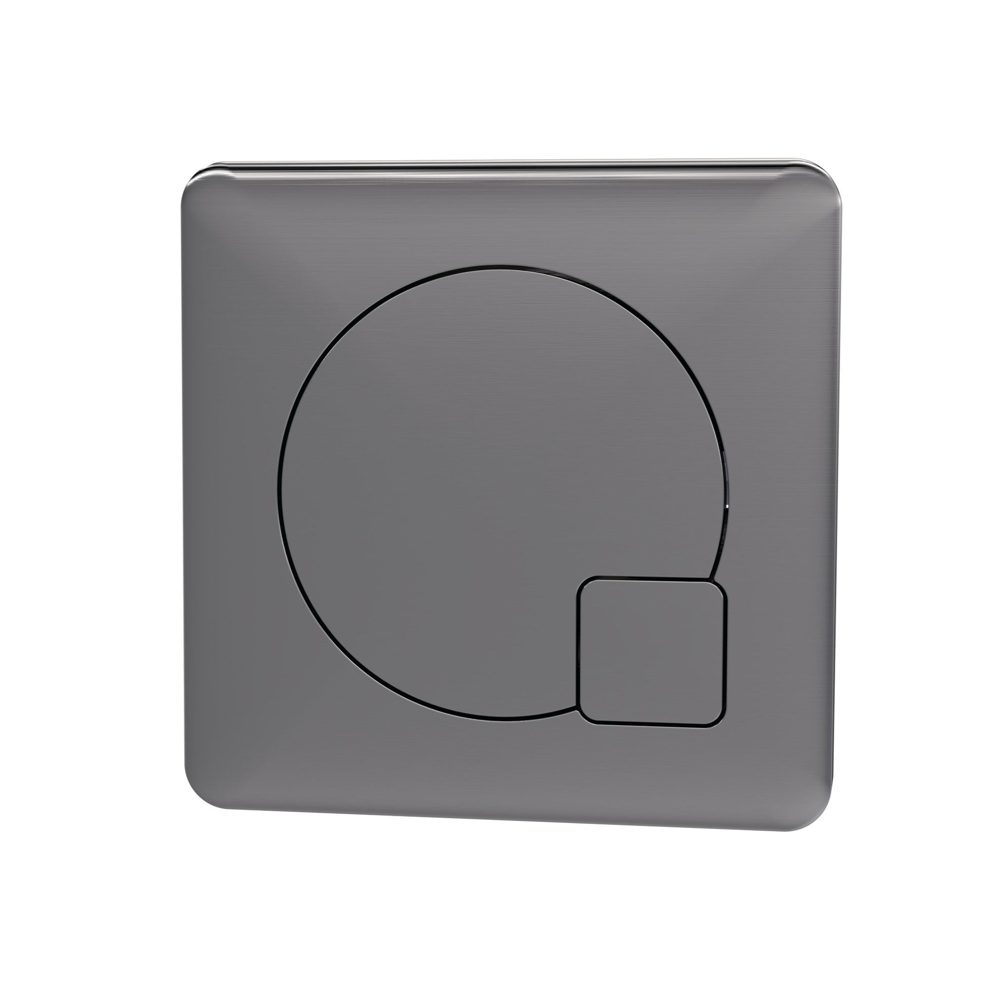 Nui Toilet Accessories Square Dual Flush Gun Metal Push Button Contemporary Brushed Pewter ABS 70x70x99mm - JJ Building Materials