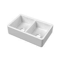 Nui Traditional Double Bowl Butler Sink 795 X 500 X 220mm White Fireclay 220x795x500mm - JJ Building Materials