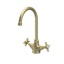 Nui Traditional Mono Sink Mixer Brushed Brass Brass 345x180x165mm - JJ Building Materials
