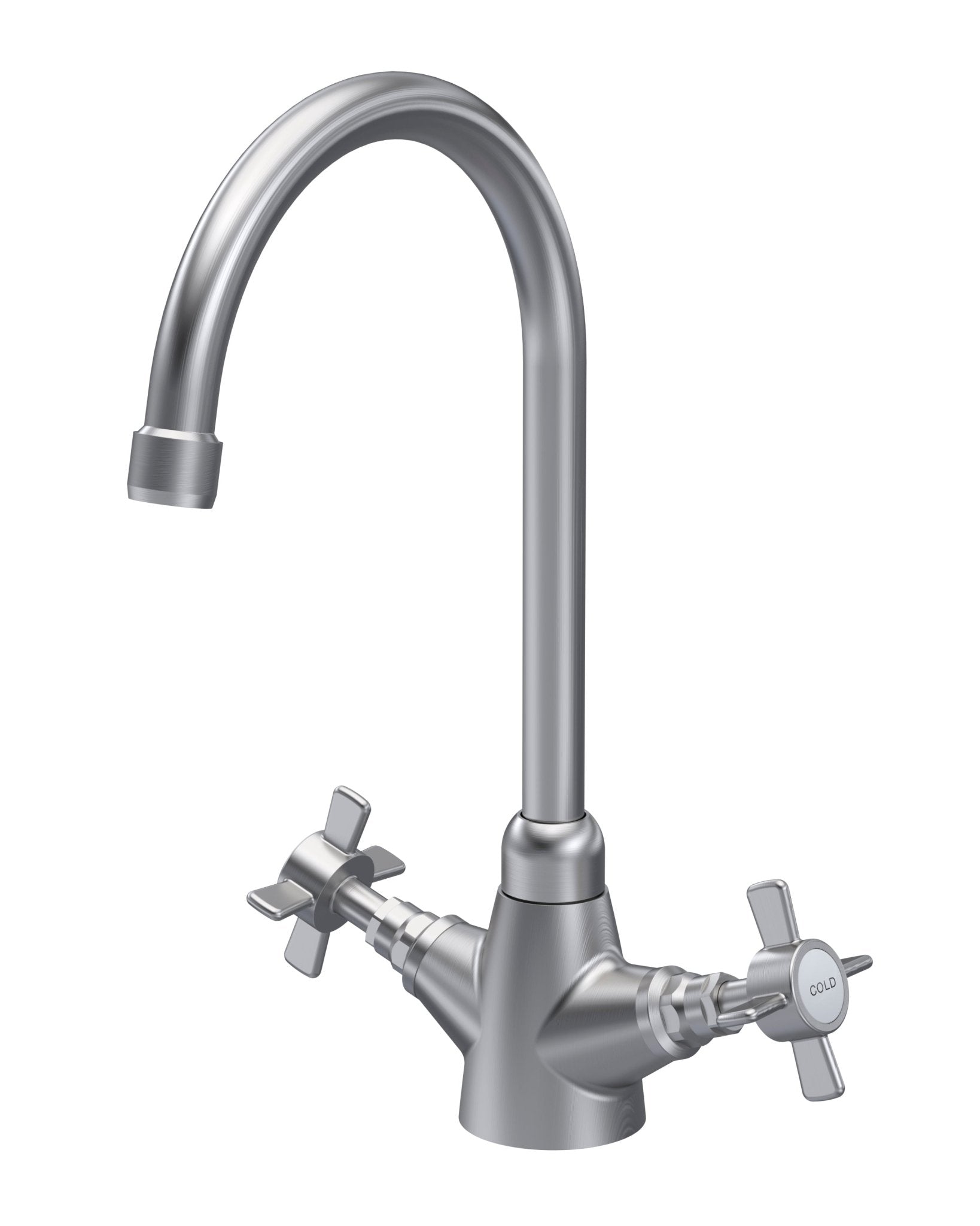 Nui Traditional Mono Sink Mixer Brushed Nickel Brass 345x180x165mm - JJ Building Materials
