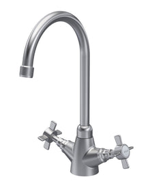 Nui Traditional Mono Sink Mixer Brushed Nickel Brass 345x180x165mm - JJ Building Materials
