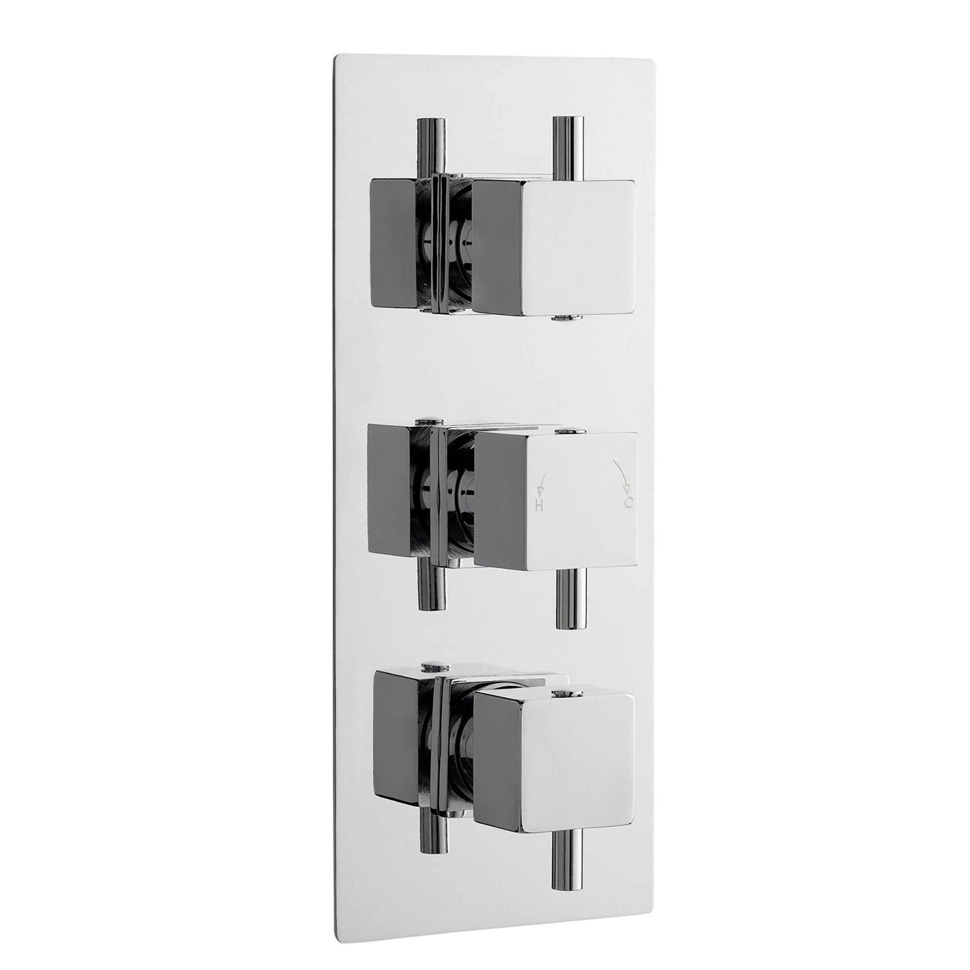Nui Triple Thermostatic Shower Valve Contemporary Chrome Brass ABS 280x120x136mm - JJ Building Materials