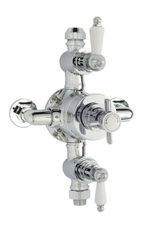 Nui Triple Thermostatic Shower Valve Traditional Chrome Brass 263x150x162mm - JJ Building Materials