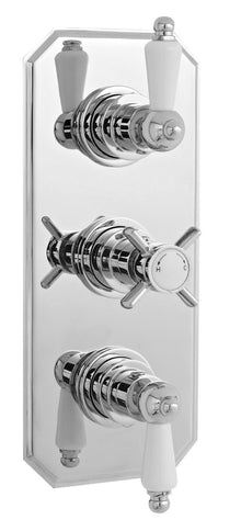 Nui Triple Thermostatic Shower Valve Traditional Chrome Brass ABS 280x120x124mm - JJ Building Materials