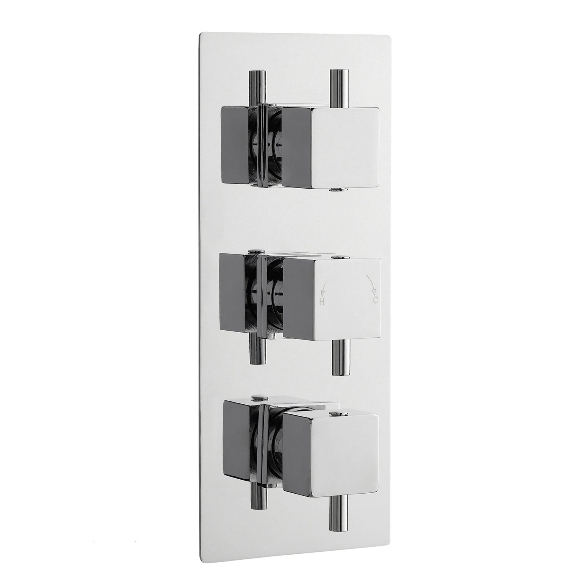 Nui Triple Thermostatic Shower Valve With Diverter Contemporary Chrome Brass ABS 280x120x136mm - JJ Building Materials