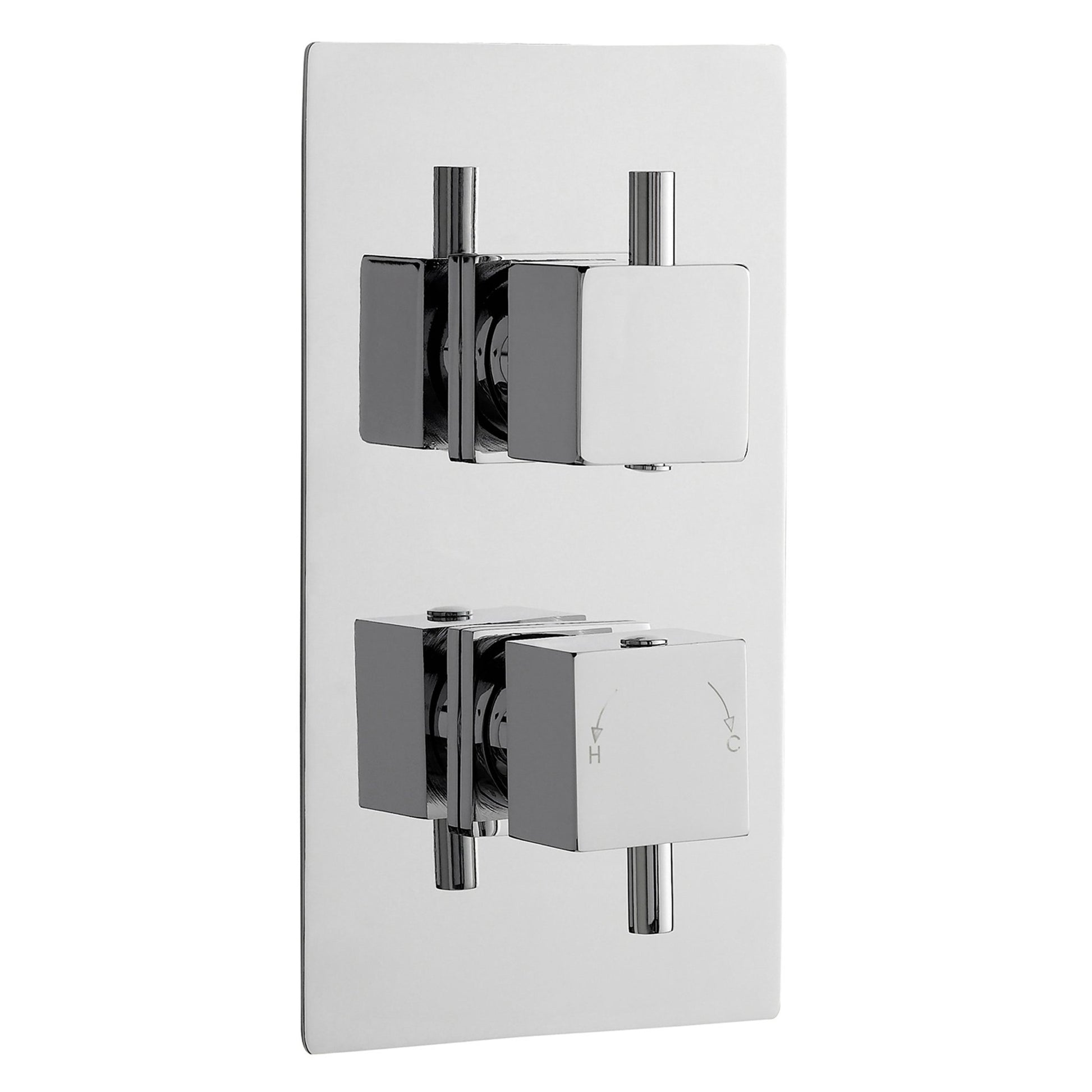 Nui Twin Thermostatic Shower Valve Contemporary Chrome Brass ABS 215x120x133mm - JJ Building Materials