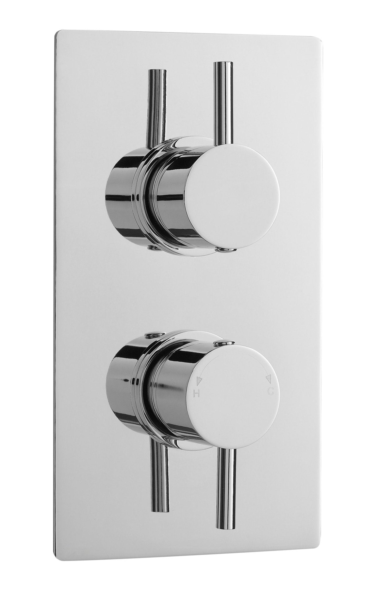 Nui Twin Thermostatic Shower Valve Contemporary Chrome Brass ABS 215x120x135mm - JJ Building Materials