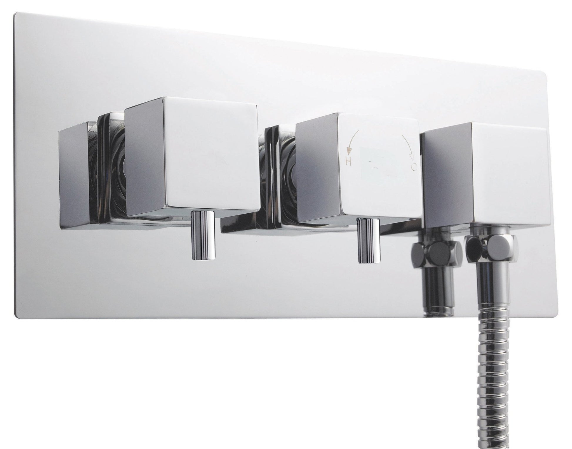 Nui Twin Thermostatic Shower Valve With Diverter Contemporary Chrome Brass ABS 120x280x136mm - JJ Building Materials
