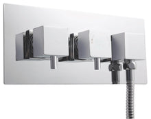 Nui Twin Thermostatic Shower Valve With Diverter Contemporary Chrome Brass ABS 120x280x136mm - JJ Building Materials