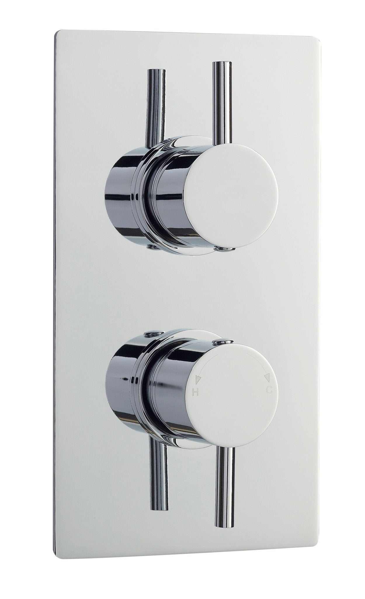 Nui Twin Thermostatic Shower Valve With Diverter Contemporary Chrome Brass ABS 215x120x135mm - JJ Building Materials