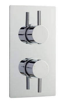 Nui Twin Thermostatic Shower Valve With Diverter Contemporary Chrome Brass ABS 215x120x135mm - JJ Building Materials