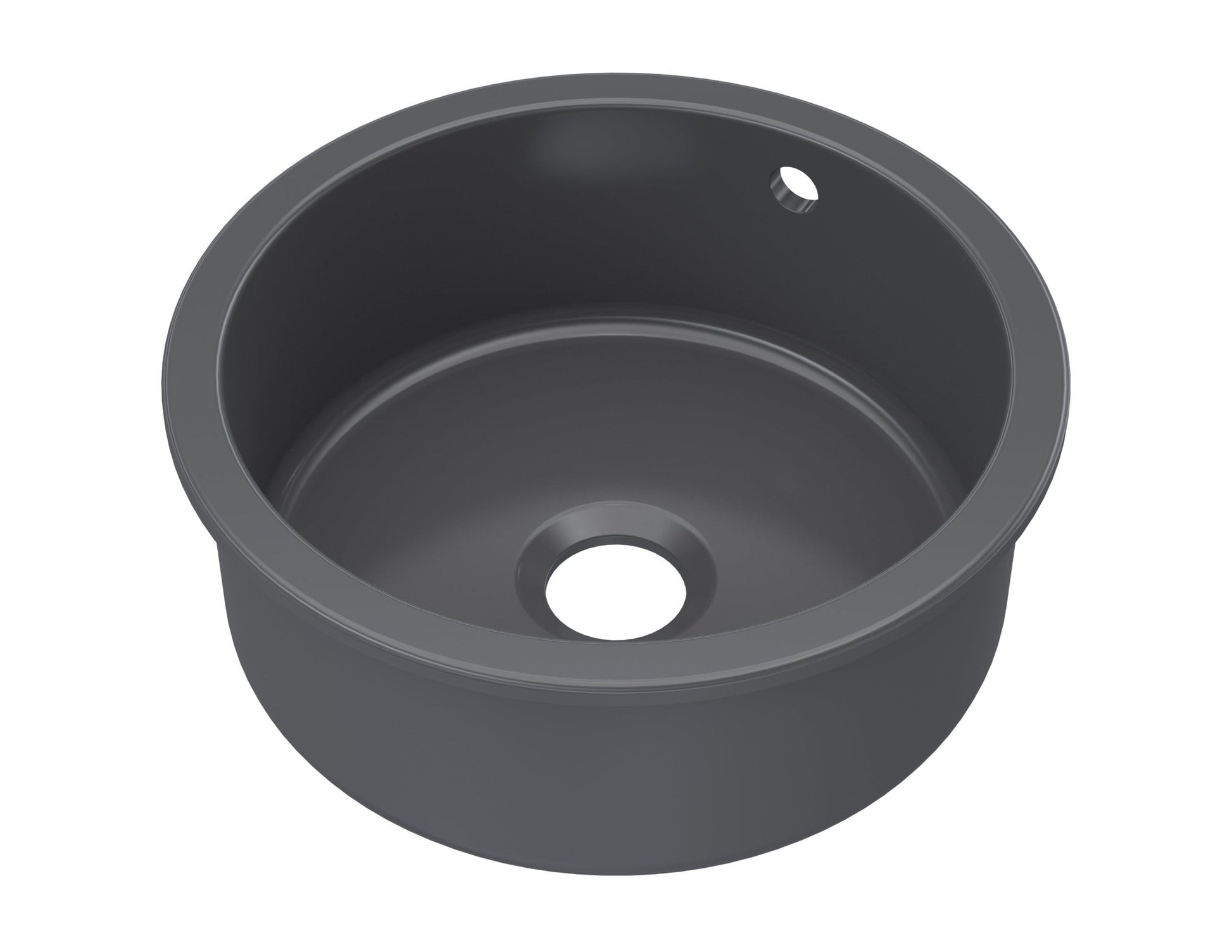 Nui Undermount Round Single Bowl With Overflow & Central Waste 460x191 Traditional Soft Black Fireclay 191x460x460mm - JJ Building Materials