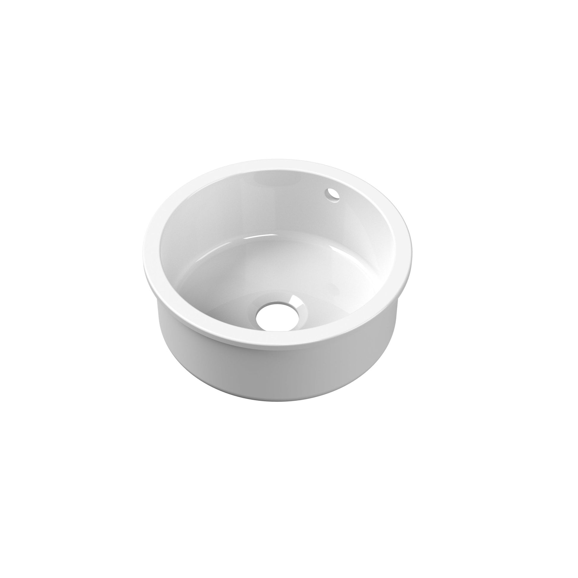 Nui Undermount Round Single Bowl With Overflow & Central Waste 460x191 Traditional White Fireclay 191x460x460mm - JJ Building Materials