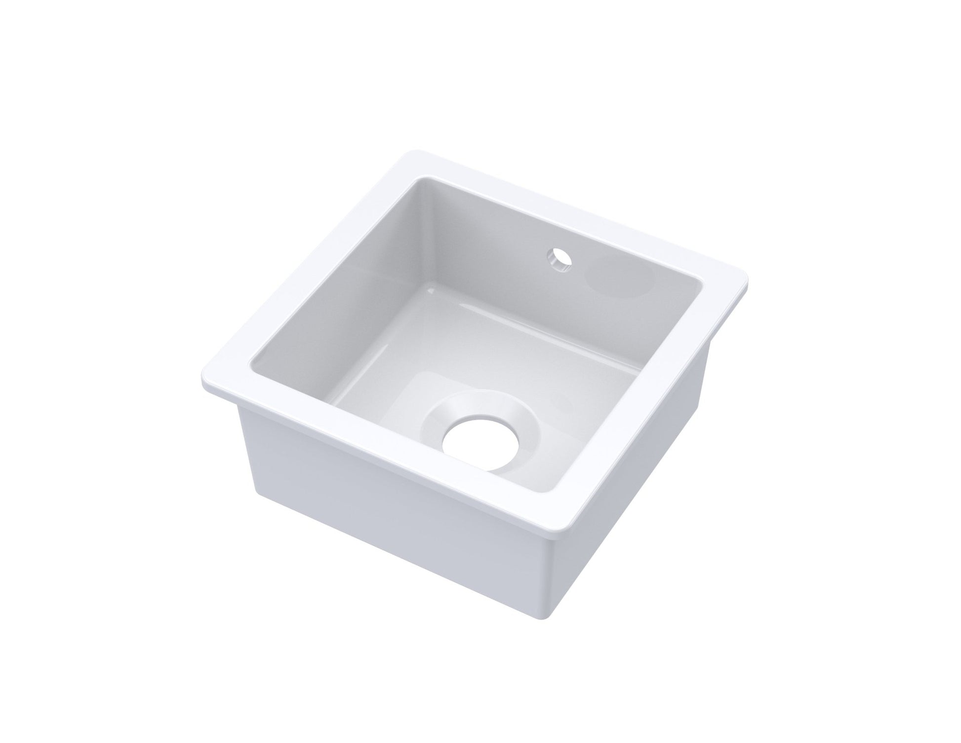 Nui Undermount Single Bowl With Overflow 457x457x203 Traditional White Fireclay 203x457x457mm - JJ Building Materials