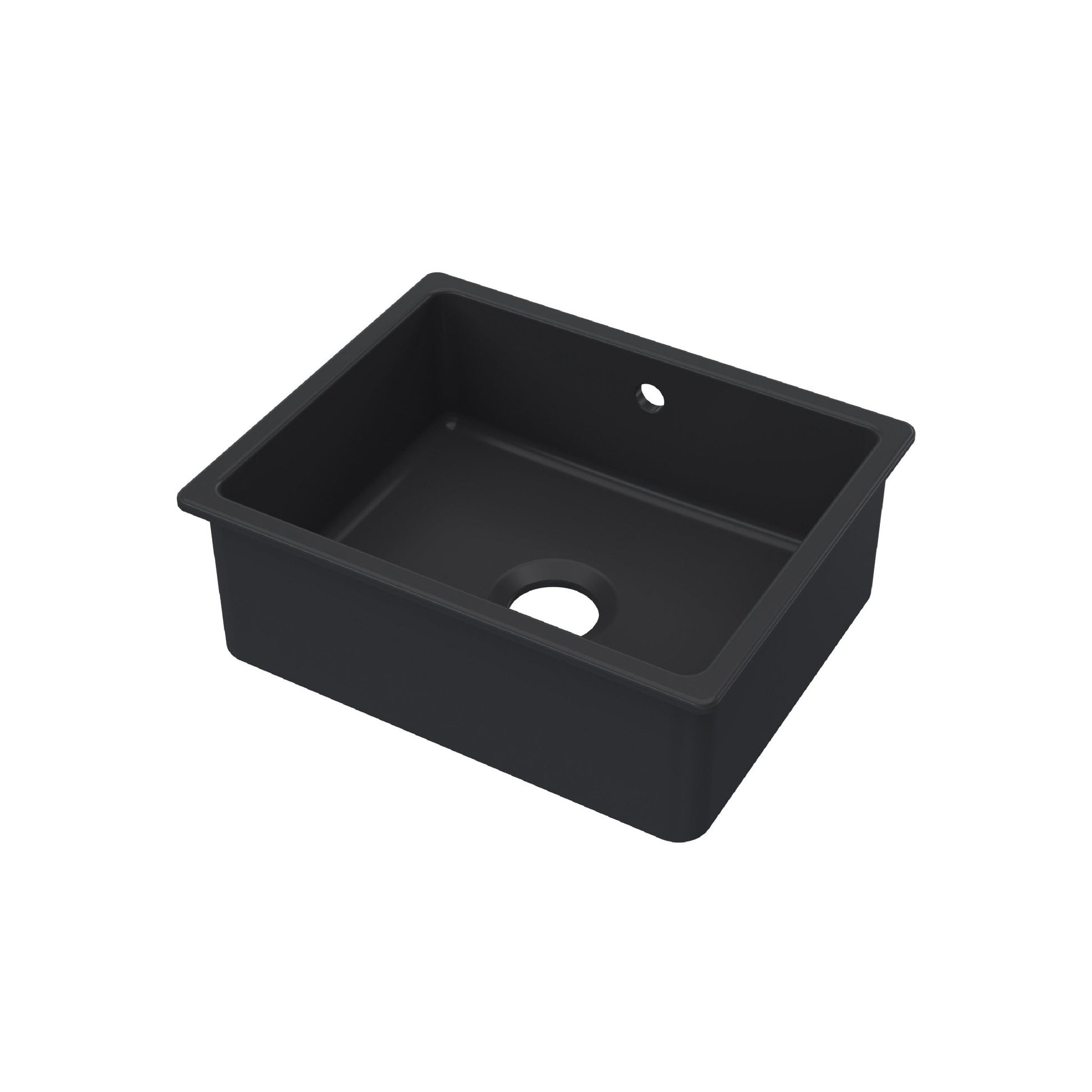 Nui Undermount Single Bowl With Overflow 548x442x197 Traditional Soft Black Fireclay 197x548x442mm - JJ Building Materials