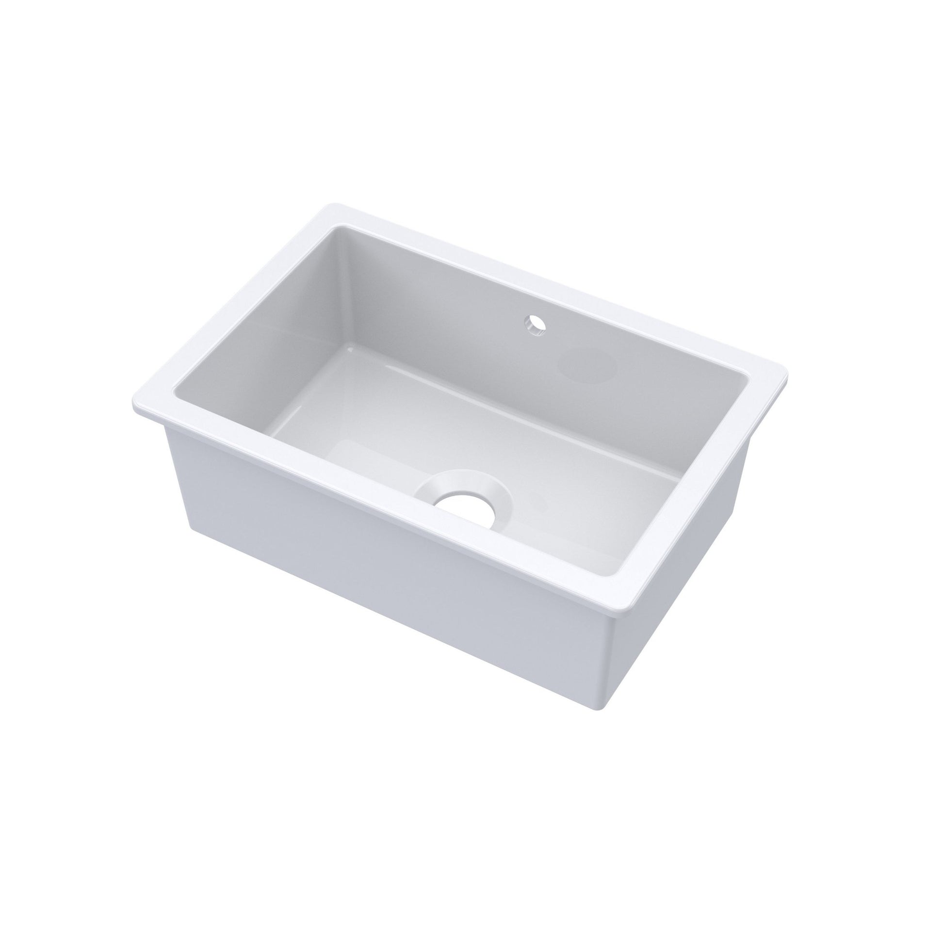 Nui Undermount Single Bowl With Overflow 711x483x254 Traditional White Fireclay 254x711x483mm - JJ Building Materials