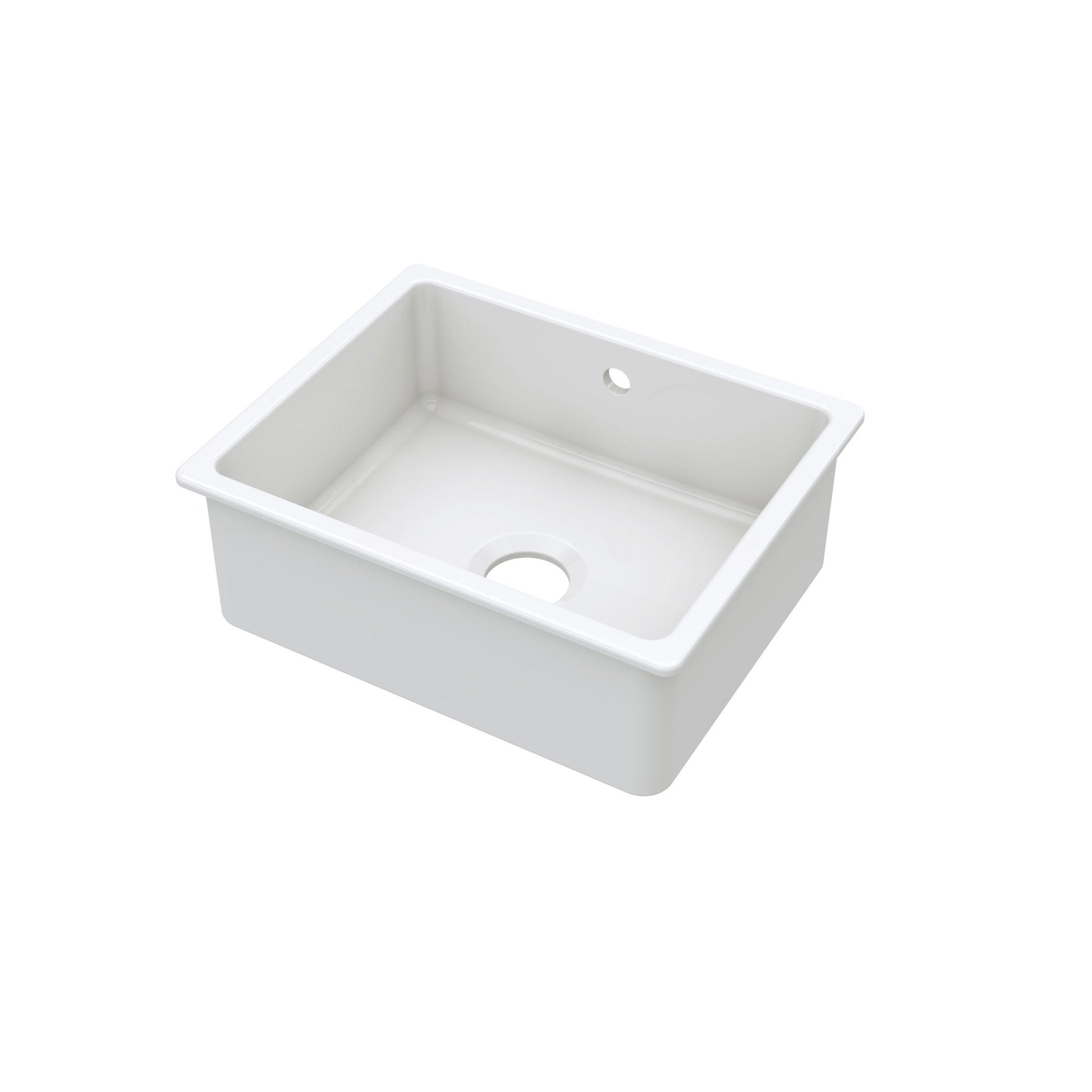 Nui Undermount Single Bowl With Overflow & Central Waste 548x442x197 Traditional White Fireclay 197x548x442mm - JJ Building Materials