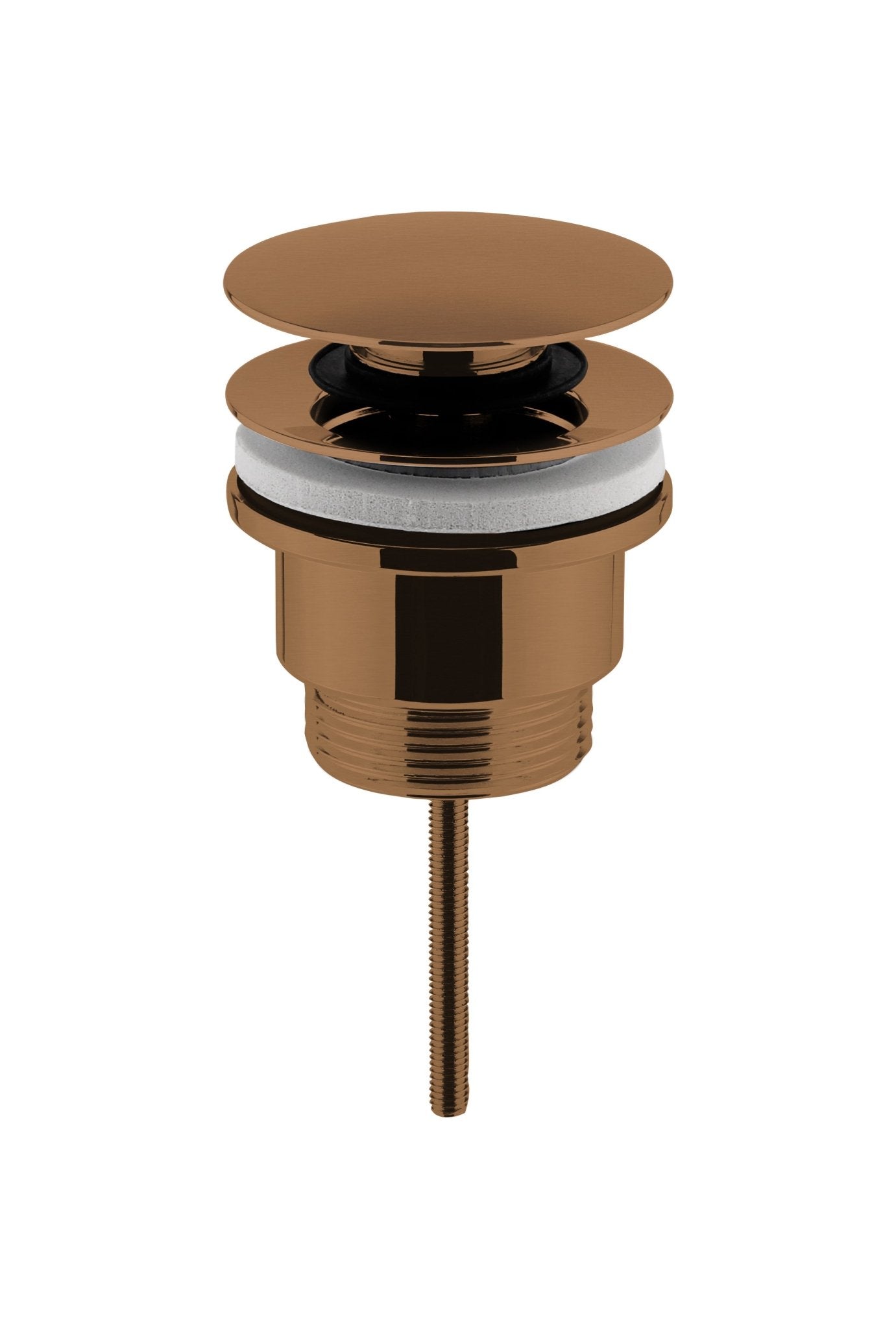 Nui Universal Push Button Basin Waste Contemporary Brushed Bronze Brass 110x63x63mm - JJ Building Materials