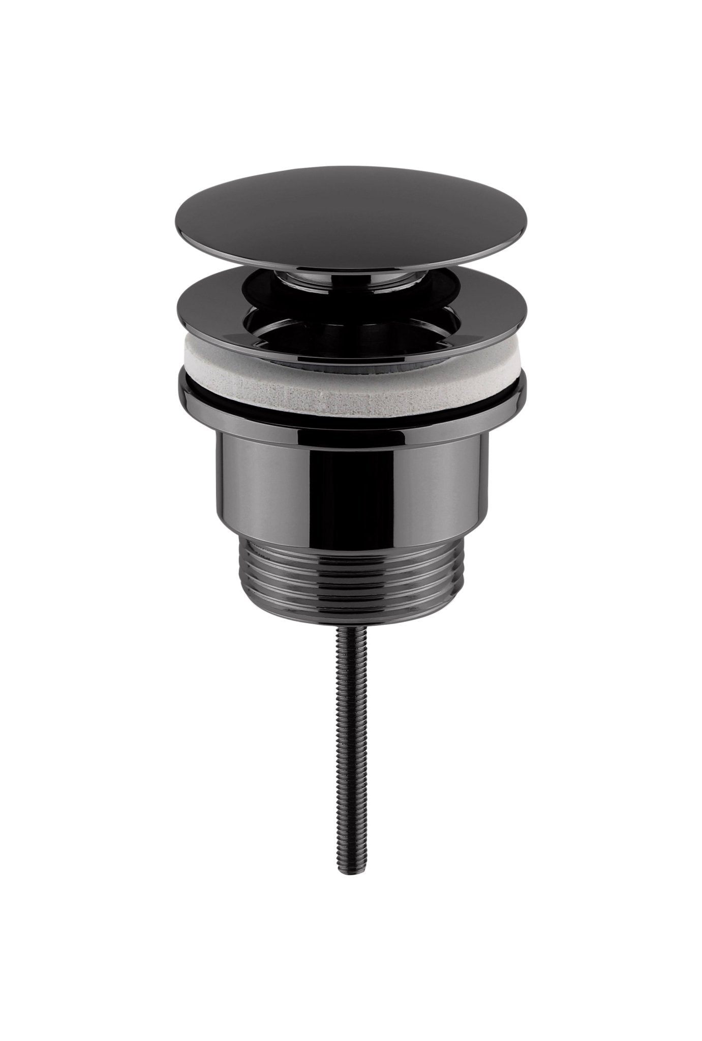 Nui Universal Push Button Basin Waste Slotted & Un - slotted Contemporary Brushed Pewter Brass 110x63x65mm - JJ Building Materials