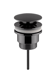 Nui Universal Push Button Basin Waste Slotted & Un - slotted Contemporary Brushed Pewter Brass 110x63x65mm - JJ Building Materials