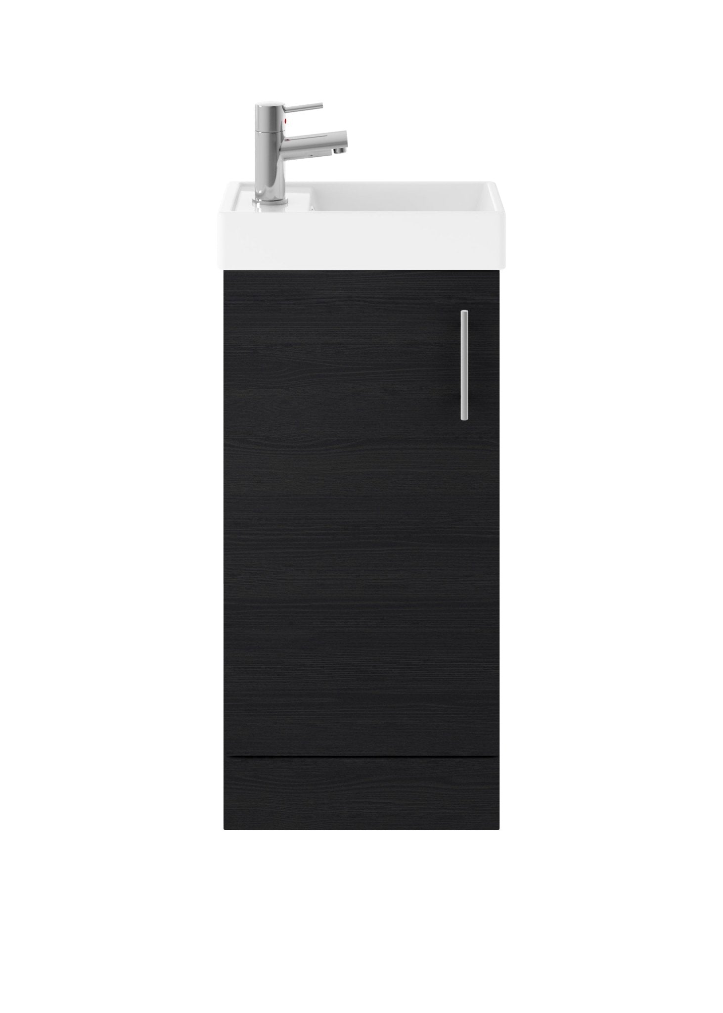 Nui Vault 400mm Floor Standing Vanity & Basin Contemporary Charcoal Black MFC Textured Matt 861x405x222mm - JJ Building Materials
