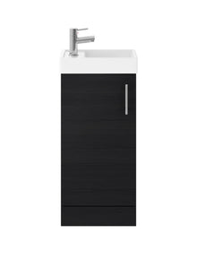 Nui Vault 400mm Floor Standing Vanity & Basin Contemporary Charcoal Black MFC Textured Matt 861x405x222mm - JJ Building Materials