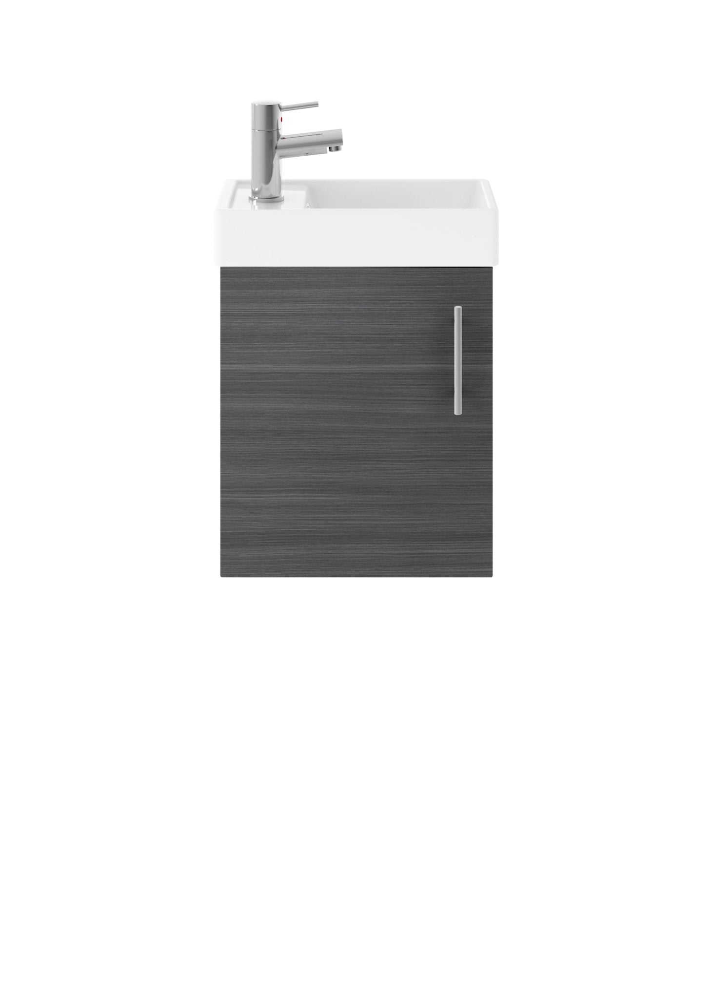 Nui Vault 400mm Wall Hung Vanity & Basin Contemporary Anthracite Woodgrain MFC Textured Matt 520x405x222mm - JJ Building Materials