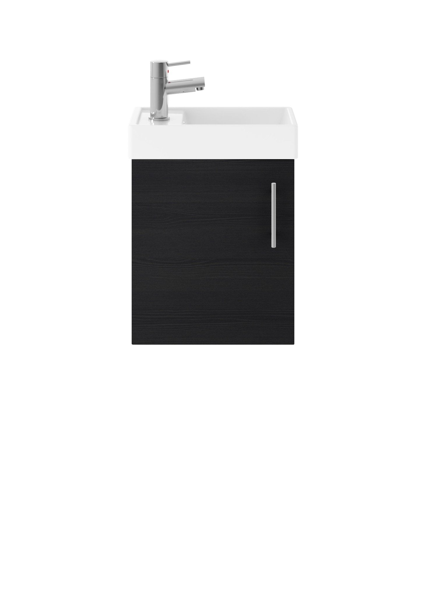 Nui Vault 400mm Wall Hung Vanity & Basin Contemporary Charcoal Black MFC Textured Matt 520x405x222mm - JJ Building Materials