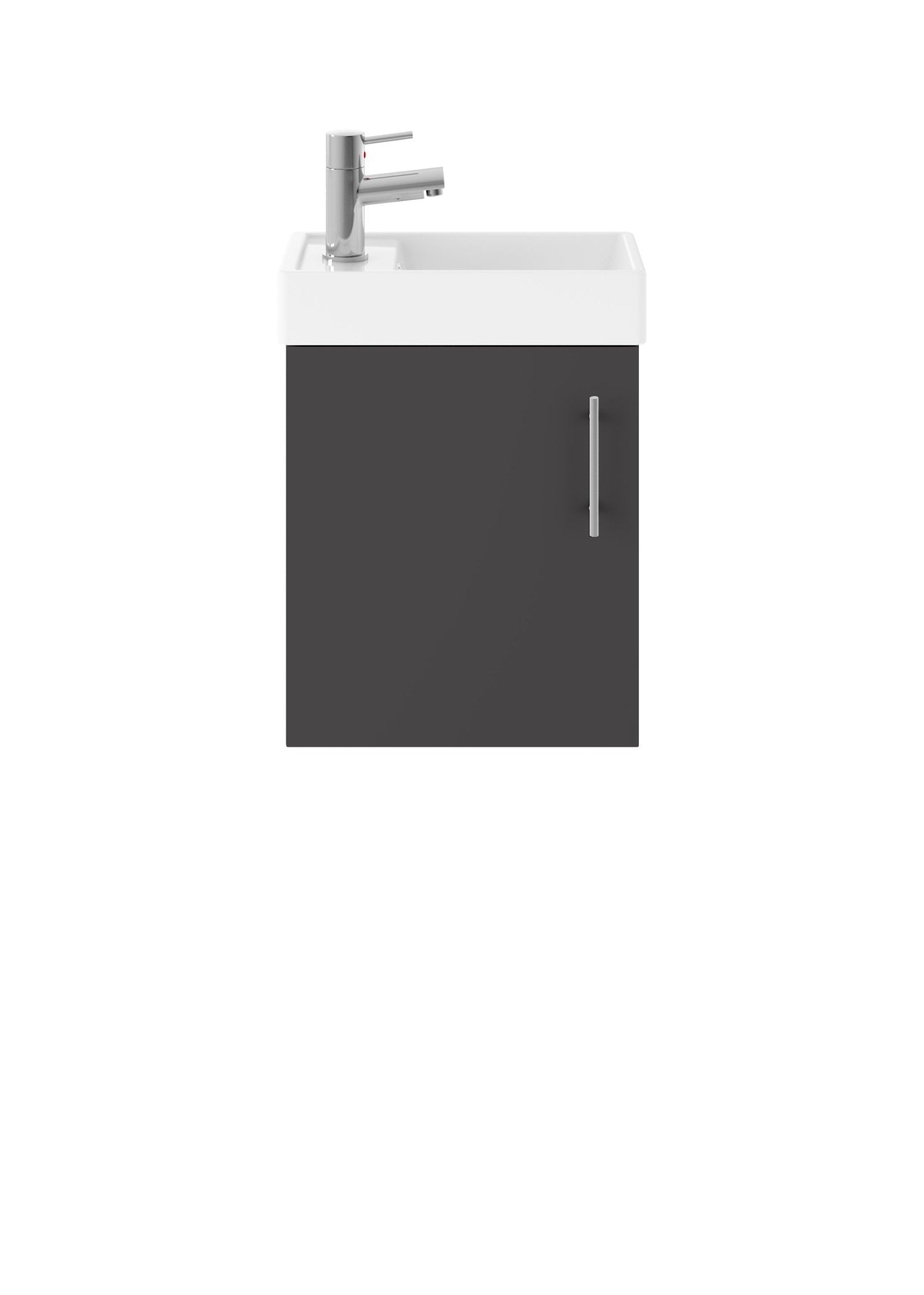 Nui Vault 400mm Wall Hung Vanity & Basin Contemporary Gloss Grey MFC Gloss 520x405x222mm - JJ Building Materials