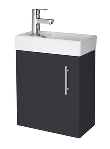 Nui Vault 400mm Wall Hung Vanity & Basin Contemporary Soft Black MFC Painted Matt 440x400x222mm - JJ Building Materials