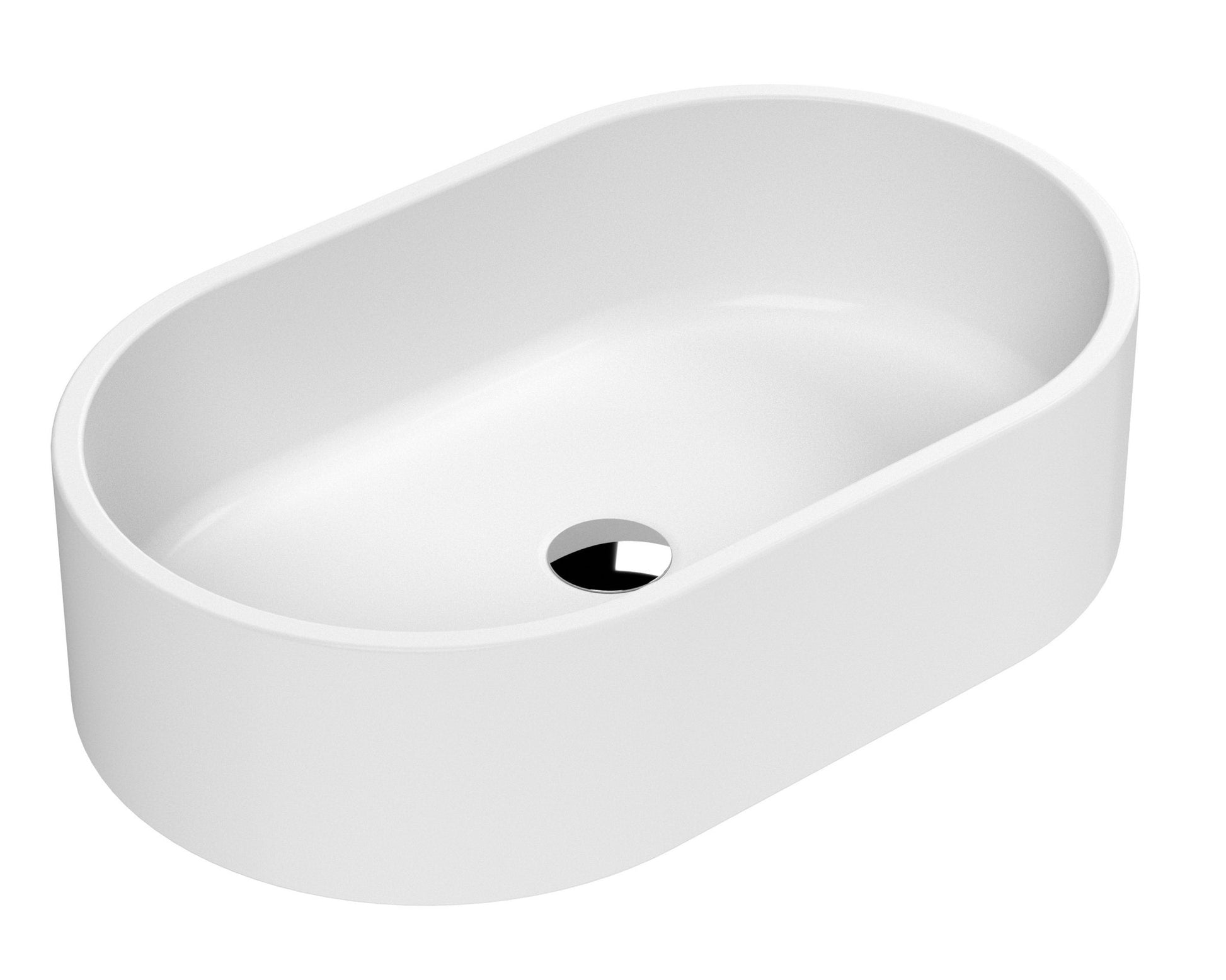 Nui Vessels Oval Vessel Contemporary Matt White Vitreous China 145x565x350mm - JJ Building Materials