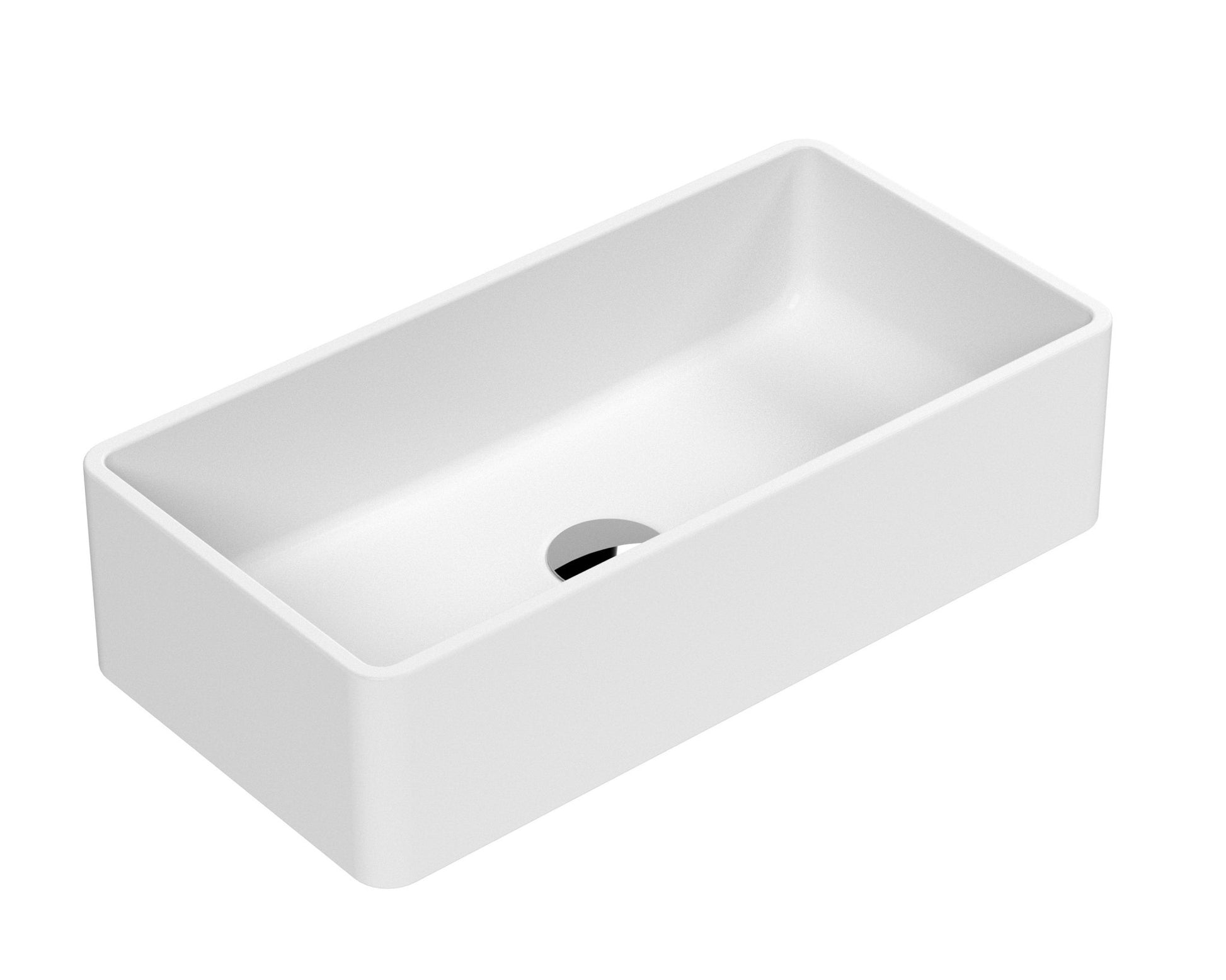 Nui Vessels Rectangular Vessel Contemporary Matt White Vitreous China 120x465x235mm - JJ Building Materials