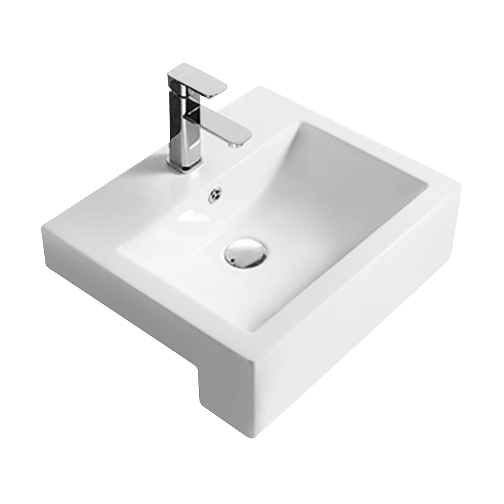 Nui Vessels Semi - recessed Basin Contemporary White Vitreous China 168x530x440mm - JJ Building Materials
