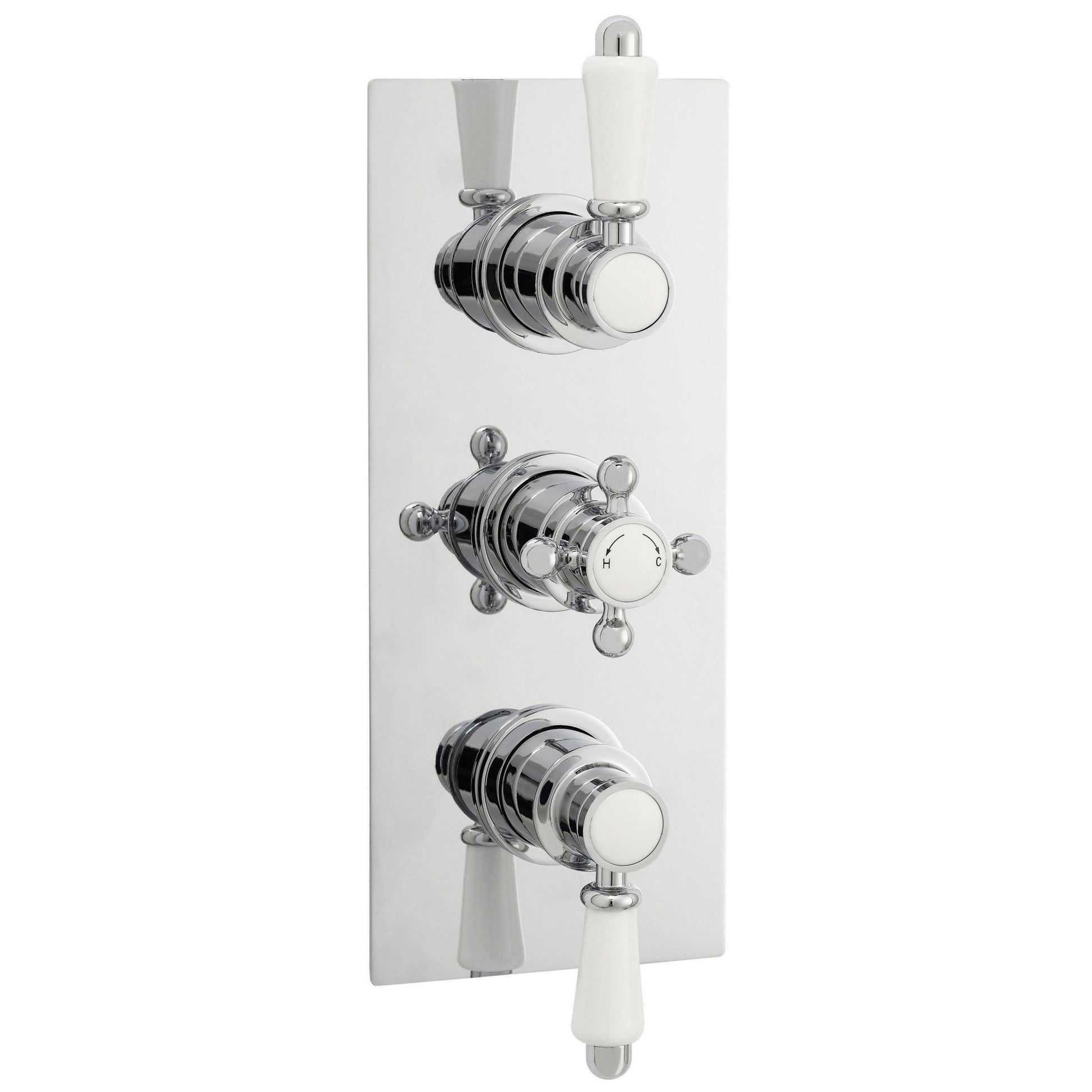 Nui Victorian Triple Thermostatic Shower Valve Traditional Chrome Brass ABS 280x120x135mm - ITY315 - JJ Building Materials