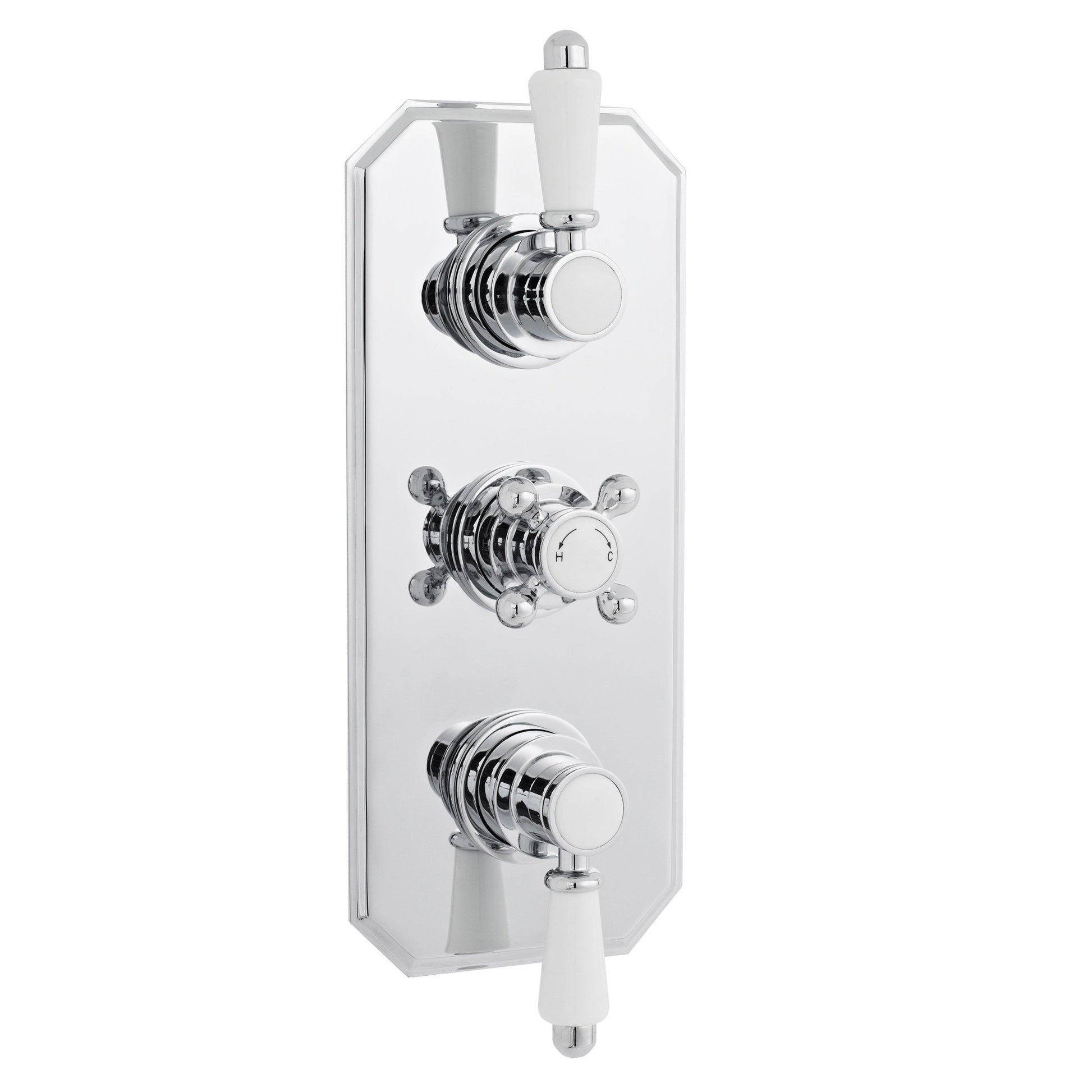 Nui Victorian Triple Thermostatic Shower Valve Traditional Chrome Brass ABS 280x120x135mm - ITY317 - JJ Building Materials